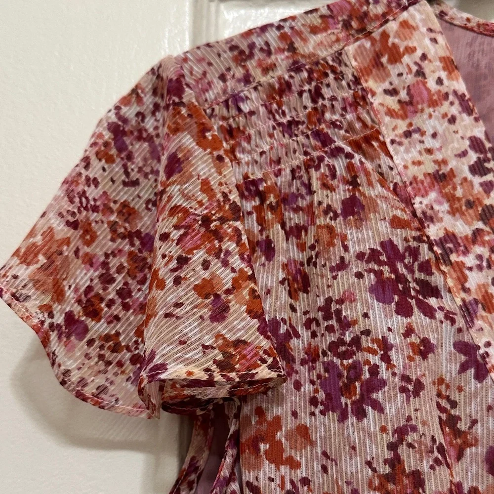Banana Republic Floral Wrap Blouse - Pink and Red - Picture 11 of 13